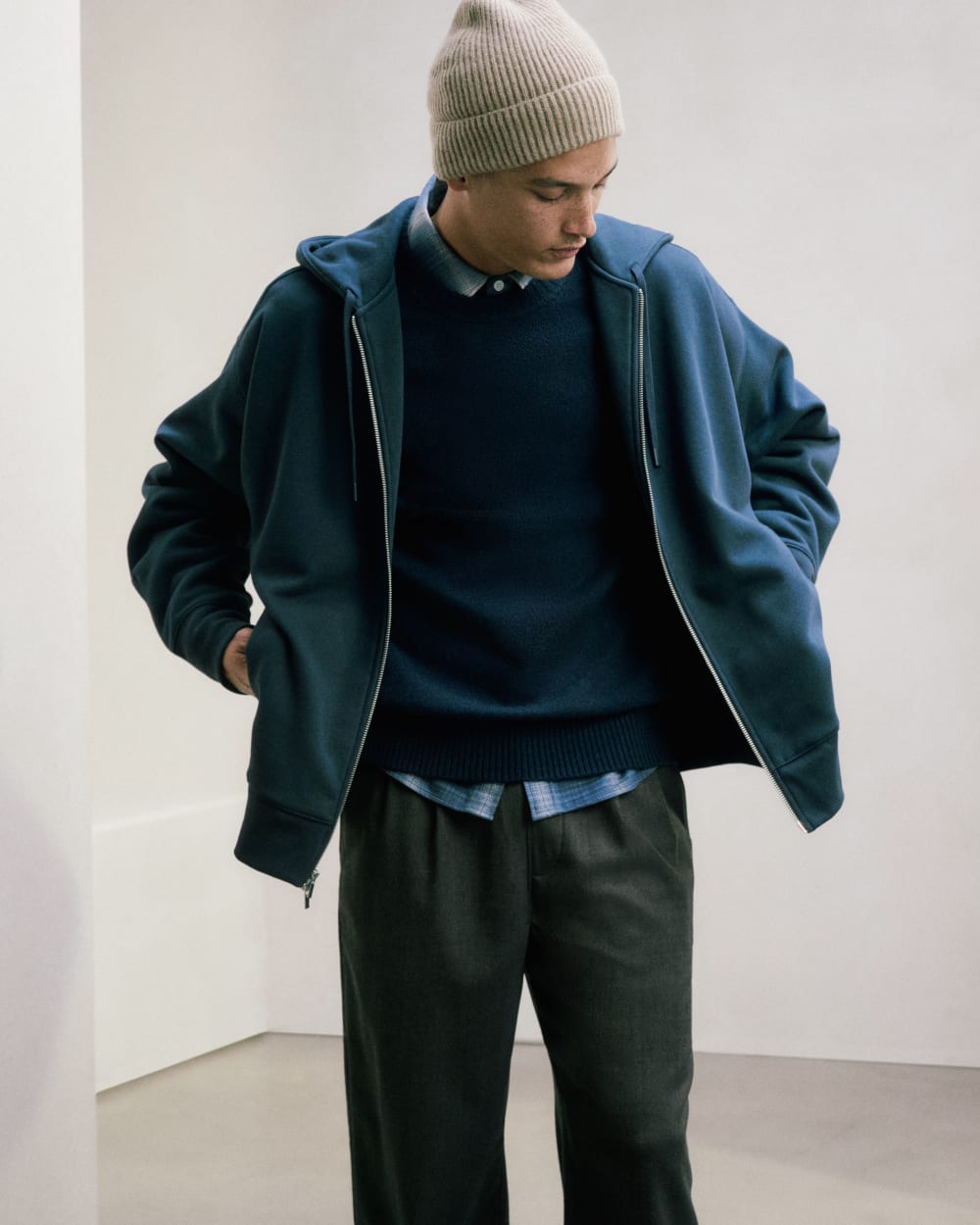 The Organic Track Full Zip | Kingfisher Blue