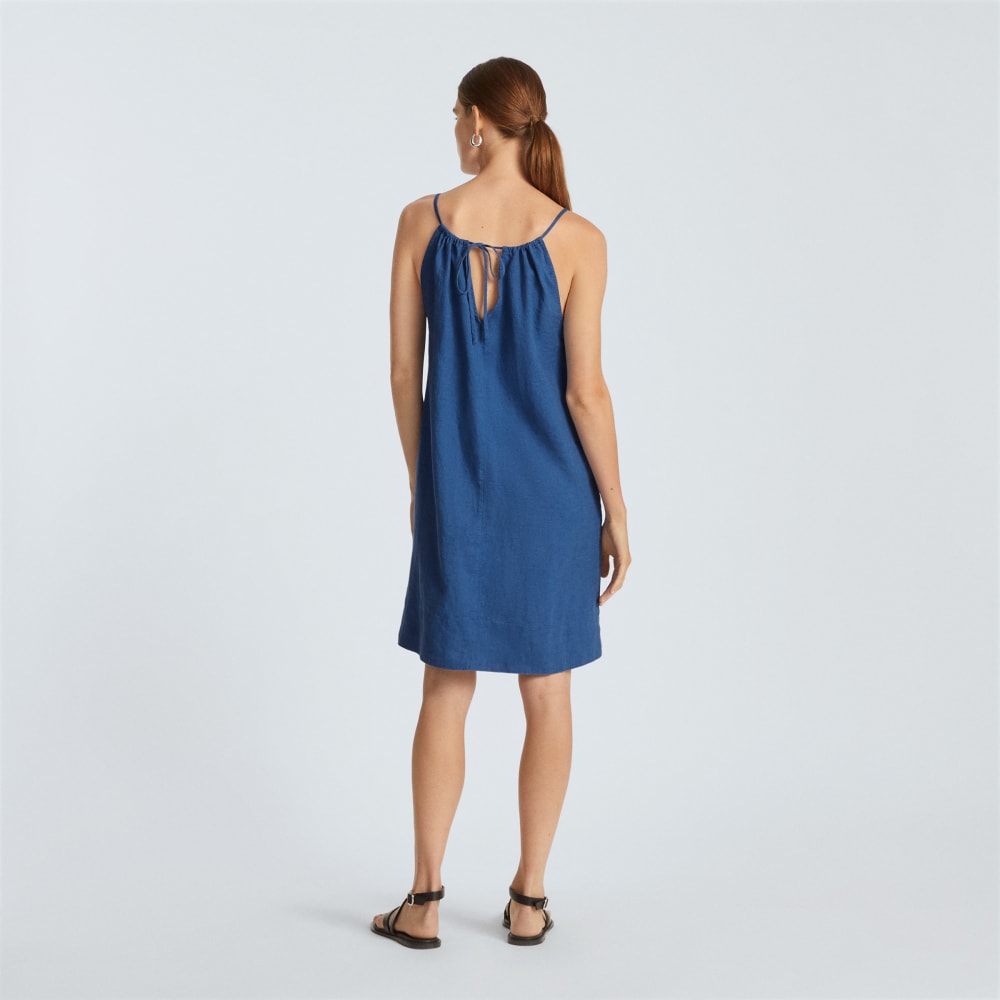 The Linen Apron Dress | Deep Blue
