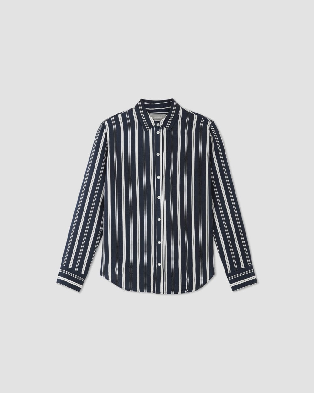 The Satin Relaxed Shirt |  Navy / Bone