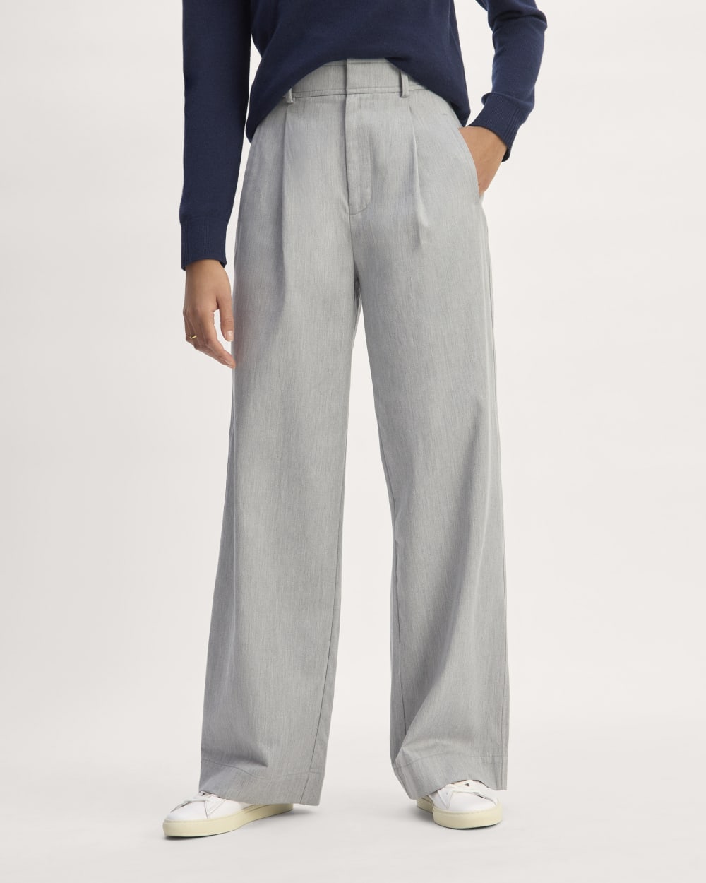 The Draper Pleated Pant in Buttersmooth | Heather Steel | 30 Inseam