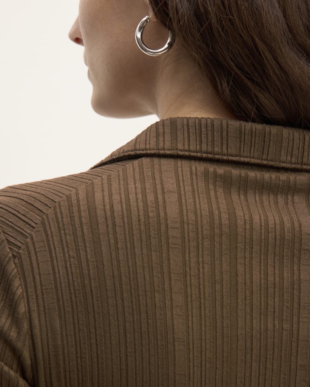 The Rib Soft Knit Open Collar Polo | Cocoa