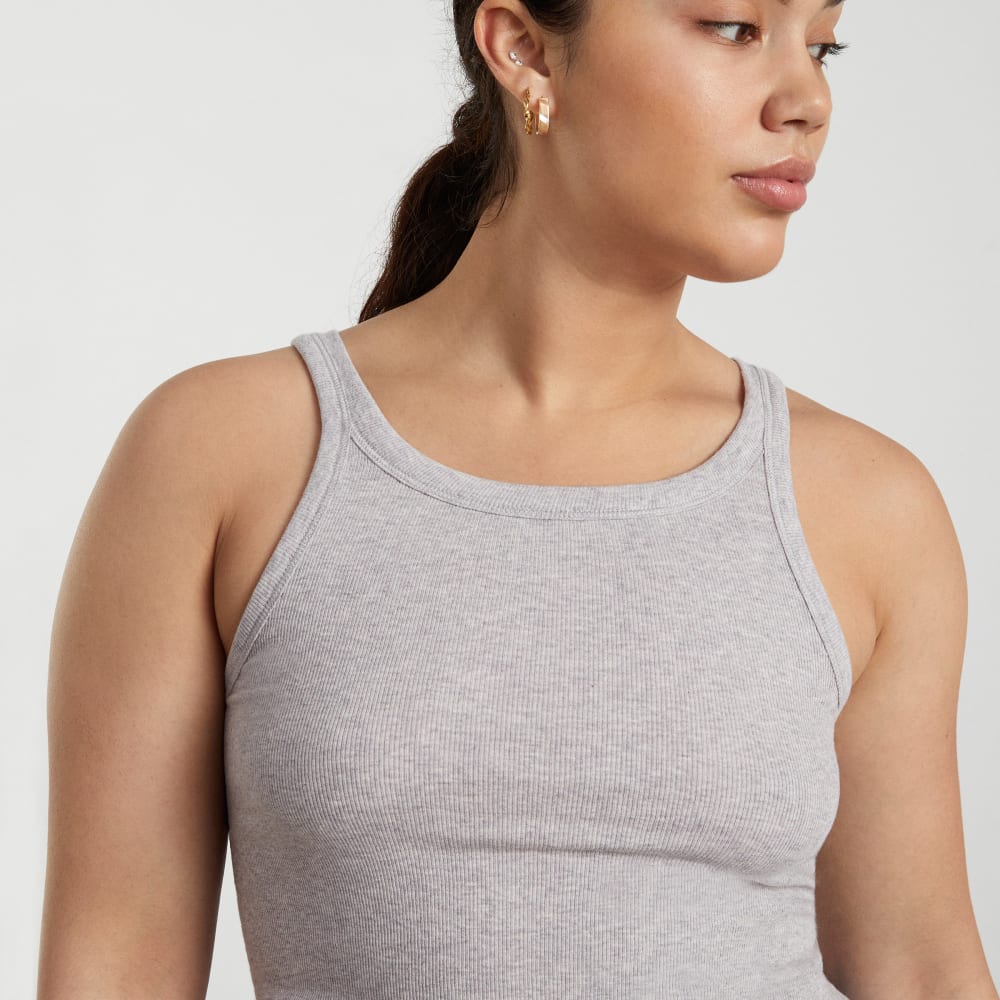 The Pima Micro-Rib Short Tank |  Heathered Grey