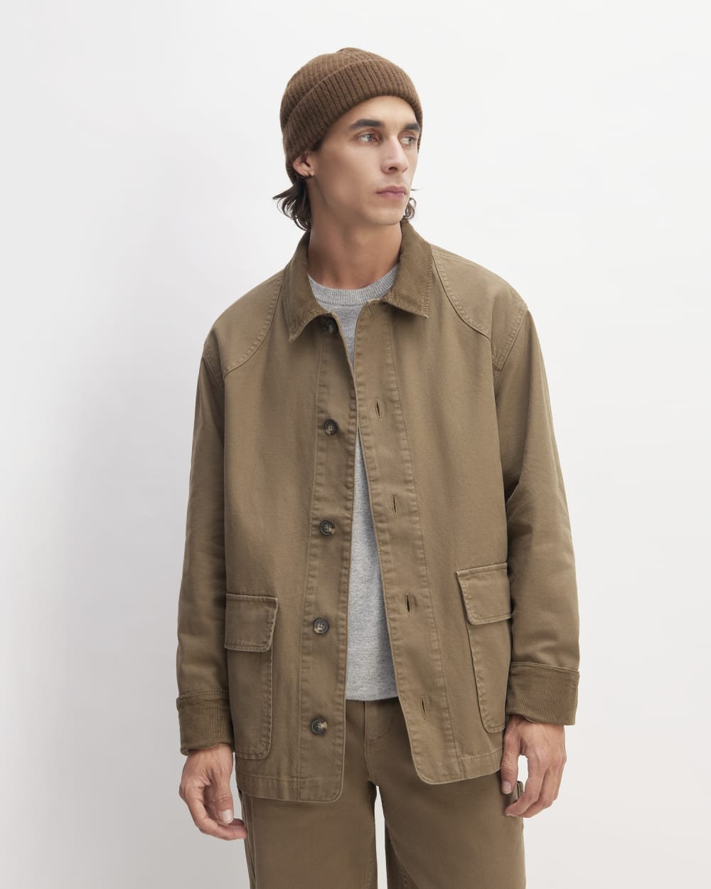 The Cashmere Fine Rib Beanie | Heather Cocoa