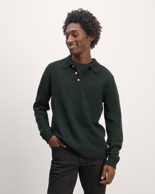 The Classic Polo in Luxe Merino | Heather Scarab Green
