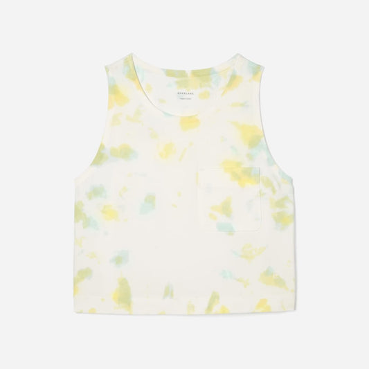 The Premium Weight Cropped Pocket Tank | Seafoam Tie Dye