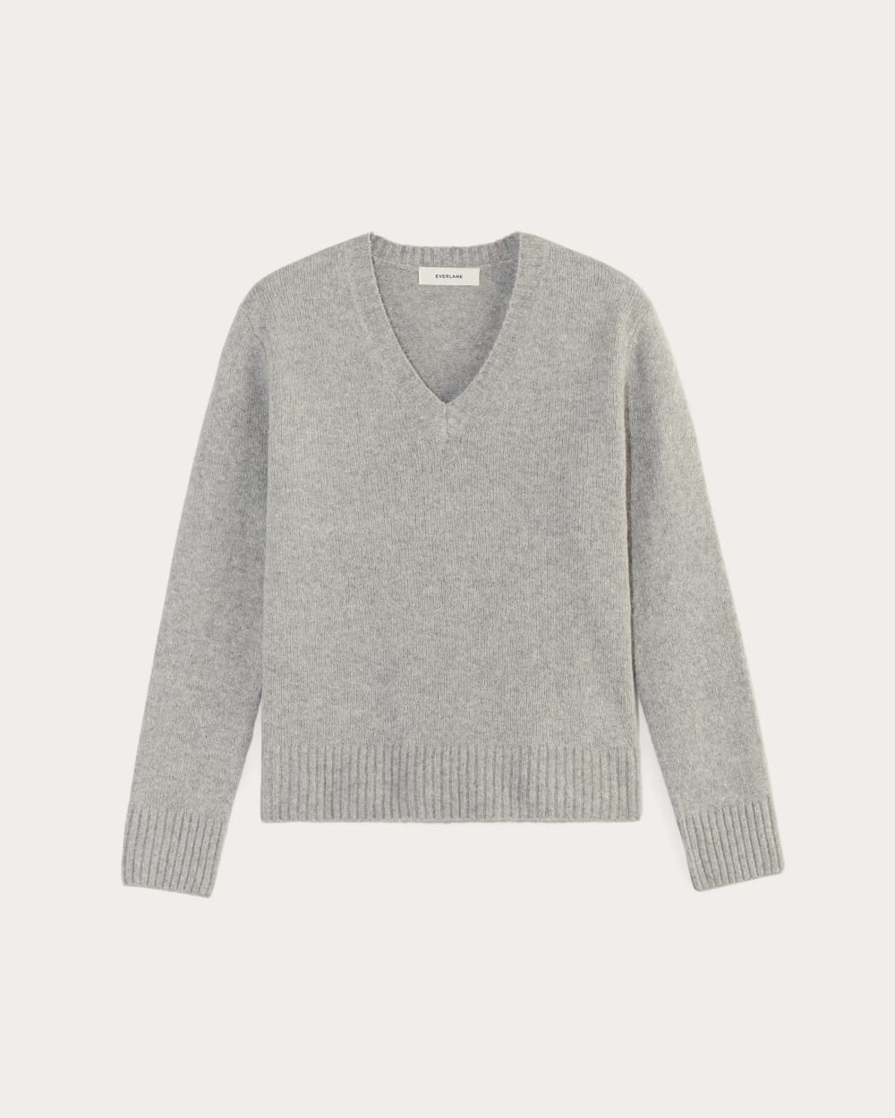 The V-Neck Sweater in Plush Cotton | Heathered Grey