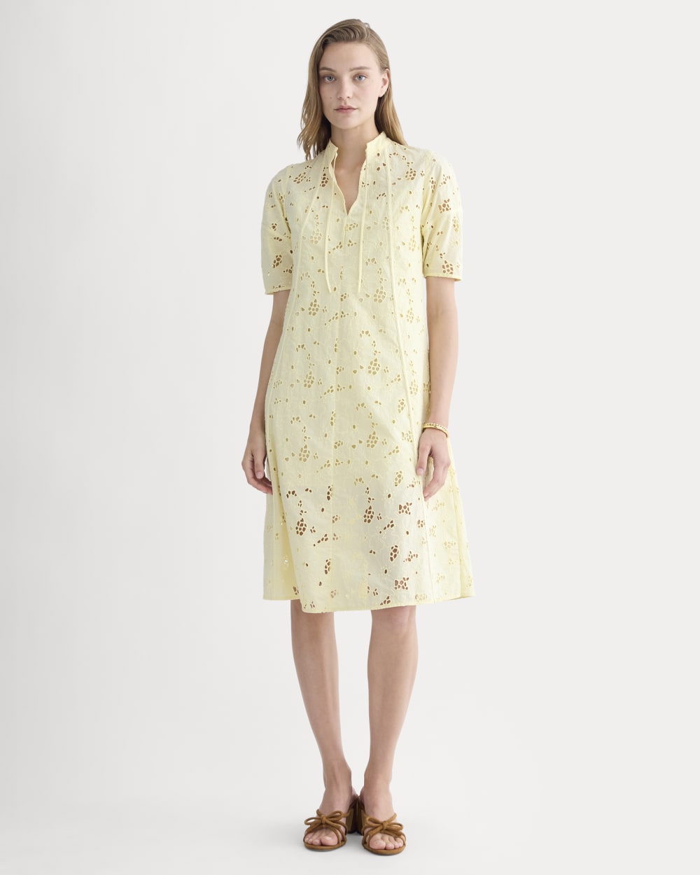 The Eyelet Midi Dress | Light Yellow