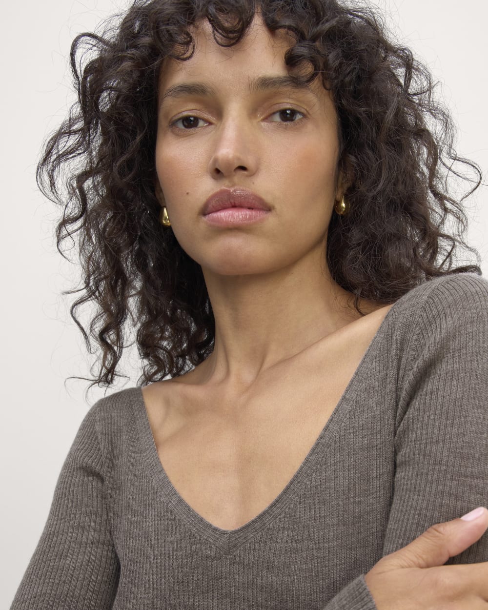 The Off-Shoulder Top in Ultrasoft Merino | Heather Cocoa