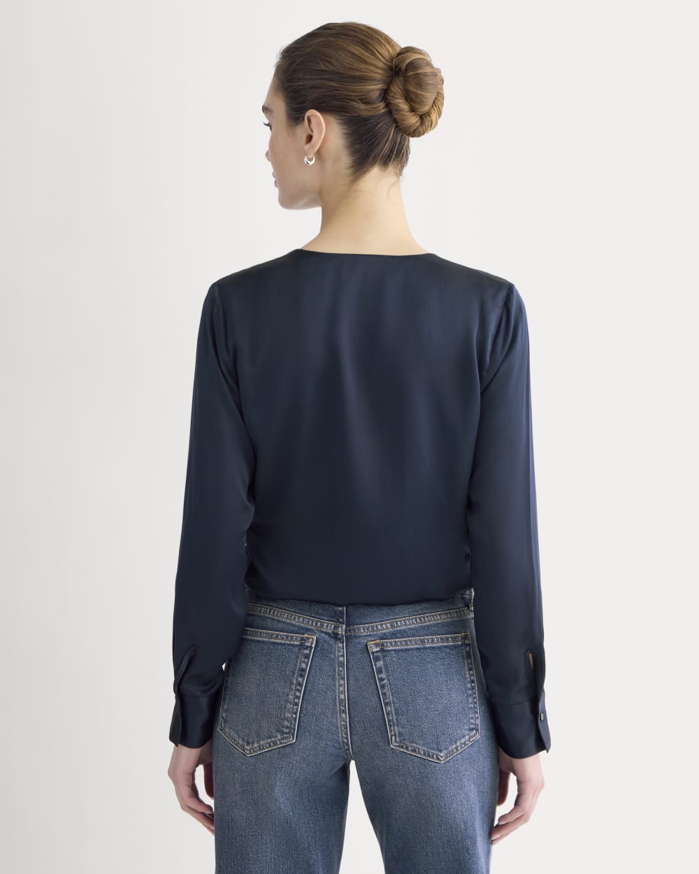 Wrap Top in Silk Charmeuse | Navy