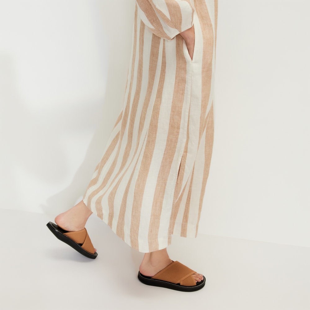 The Linen A-Line Midi Dress | Bone / Caramel