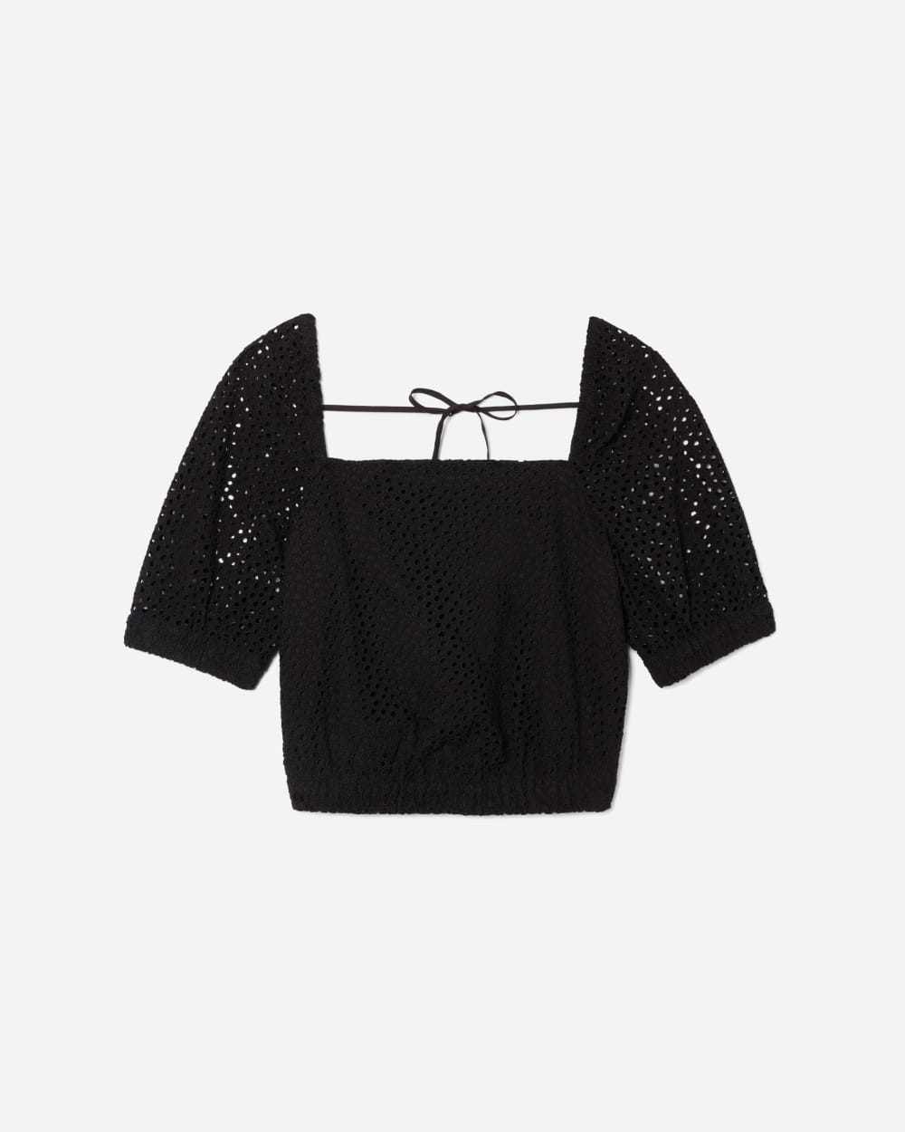 The Eyelet Puff Sleeve Top | Black