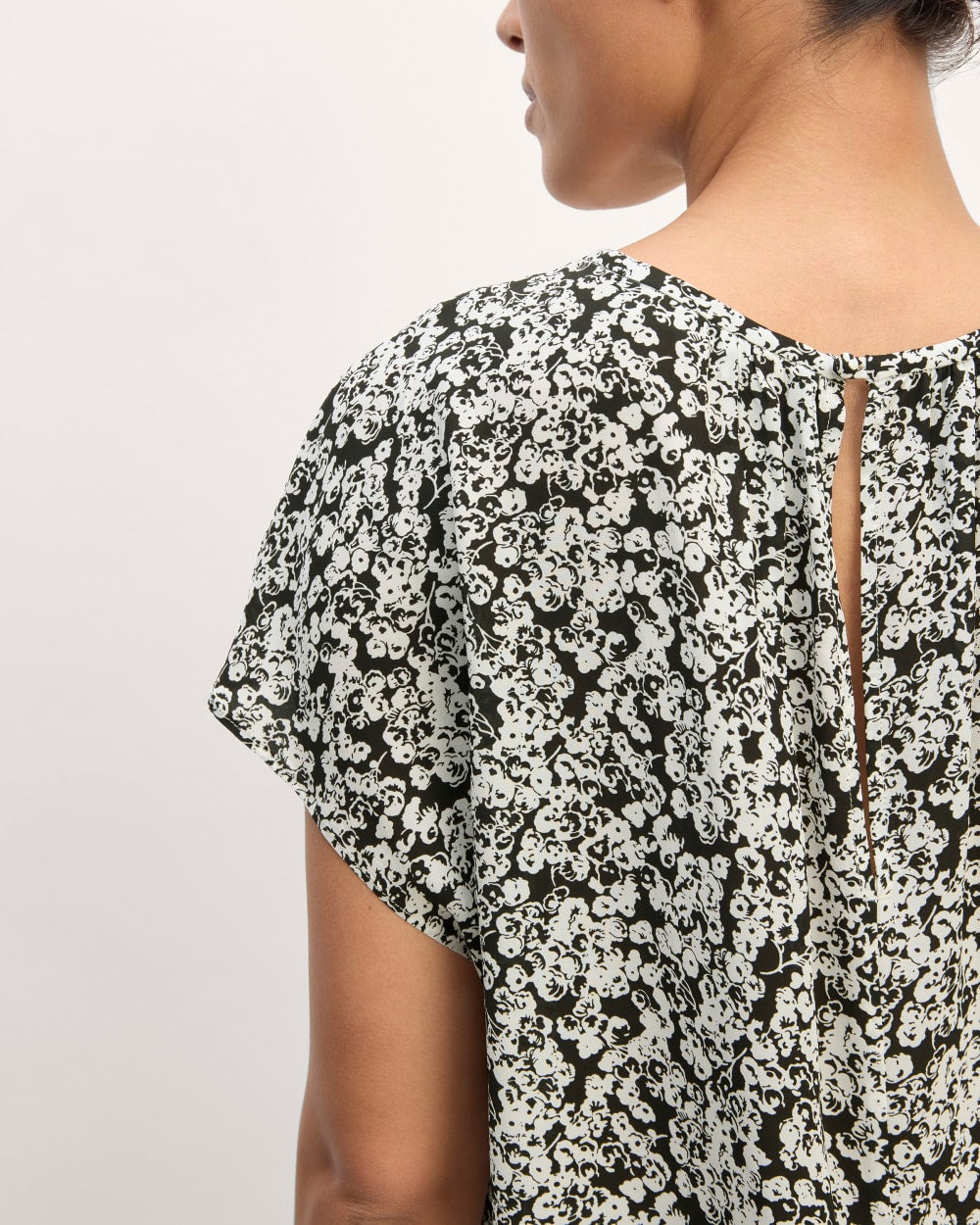 The Gathered Neck Top | Black / Bone Mini Floral