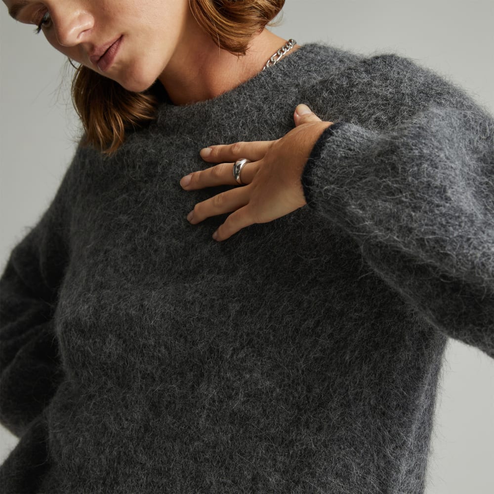 The SuperFuzz Alpaca Oversized Crew | Heathered Charcoal