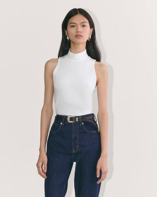 The Form Mock-Neck Tank | White