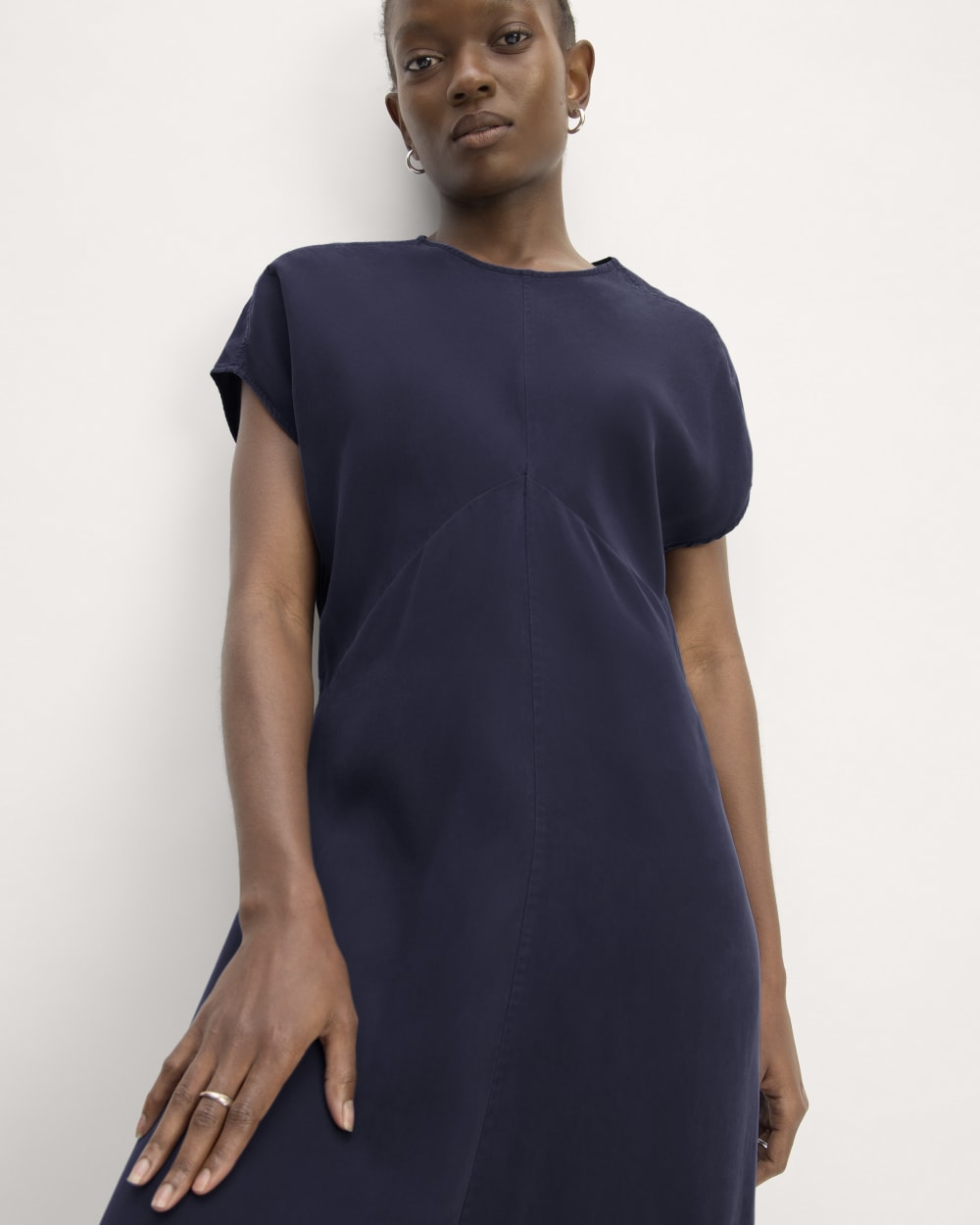 The TENCEL™ Short-Sleeve Midi Dress | Navy