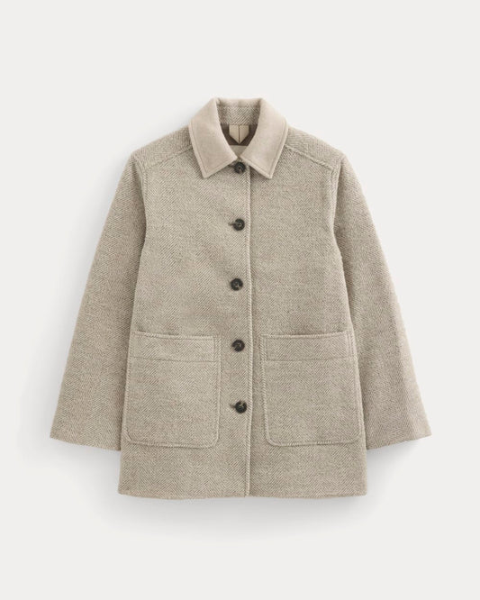 Italian Car Coat | Taupe Herringbone