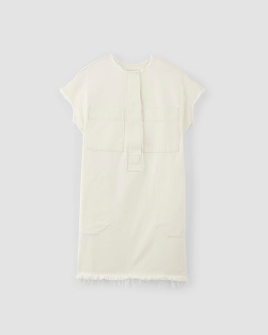 The Denim Workwear Shirtdress | Frayed Hem Bone