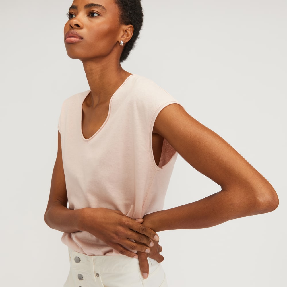 The Hemp Scoop-Neck Muscle Tee | Petal Pink