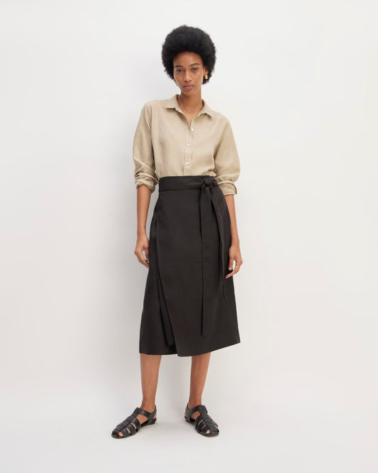 The Linen Wrap Skirt | Black