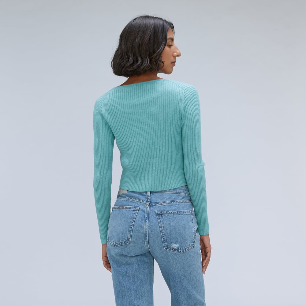 The Cotton-Merino Front-Tie Top | Deep Turquoise