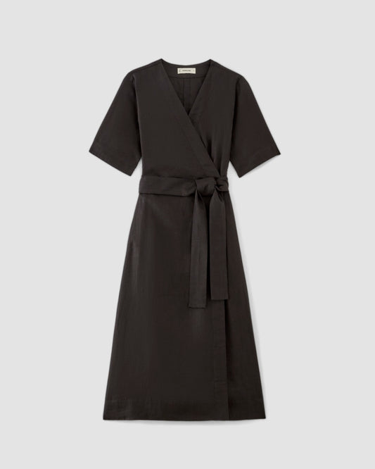The Wrap Dress in Linen | Black