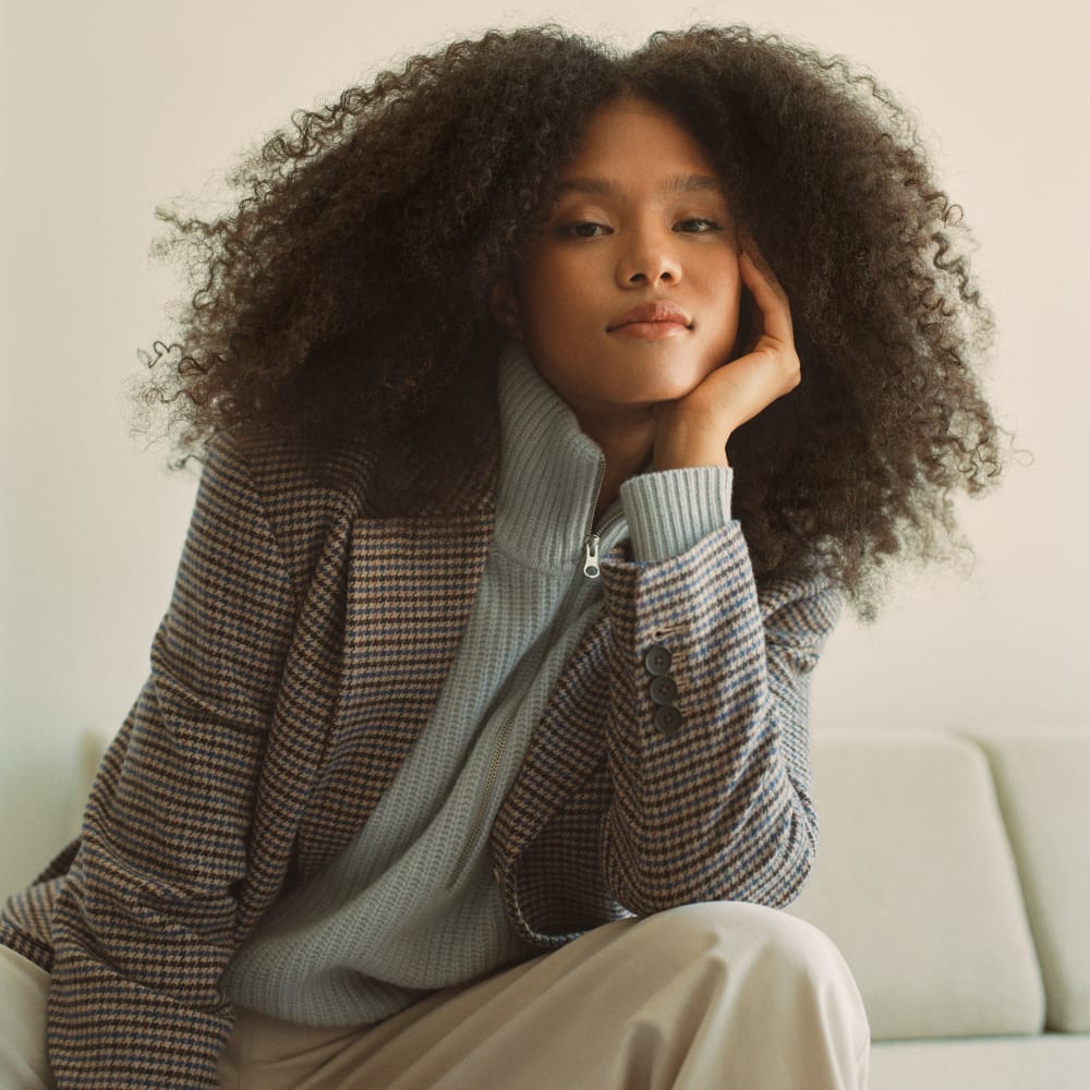 The ReWool® ’80s Blazer | Blue / Brown Houndstooth