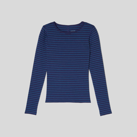 The Pima Micro-Rib Long-Sleeve Crew | Ocean Cavern / Horizon Blue