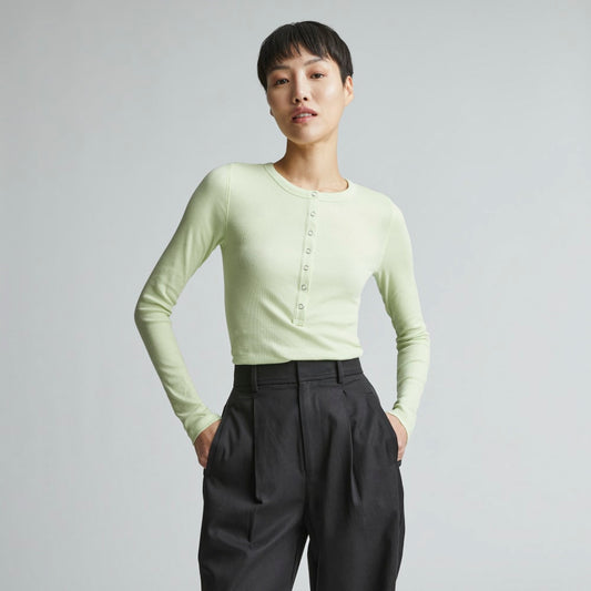 The Luxe Rib Henley | Seafoam Green