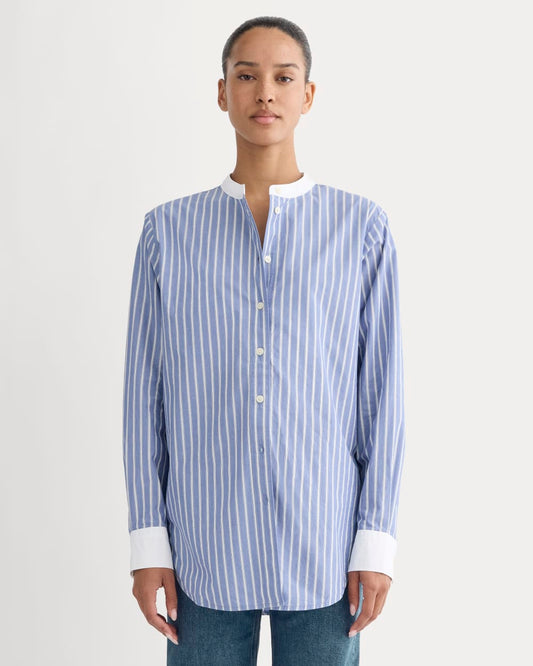 The Oversized Shirt in Ultrasoft Cotton | Dutch Blue / Bone