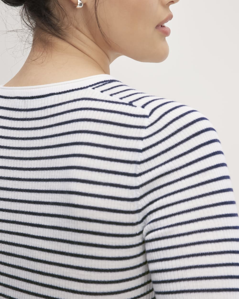 The Long-Sleeve Sweater Tee in Ultrasoft Merino | Bone / Navy