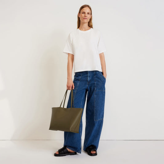 The Luxe Medium Italian Leather Tote | Beech
