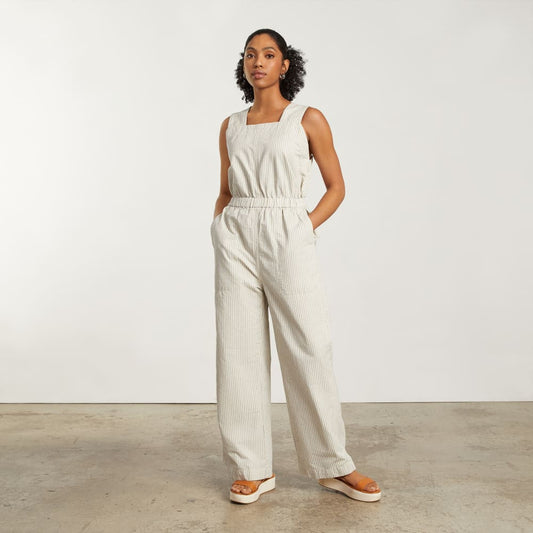 The Fatigue Apron Jumpsuit | Navy Stripe