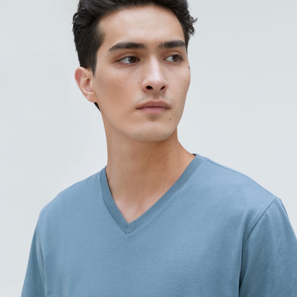 The Organic Cotton V-Neck Tee | Greyish Blue