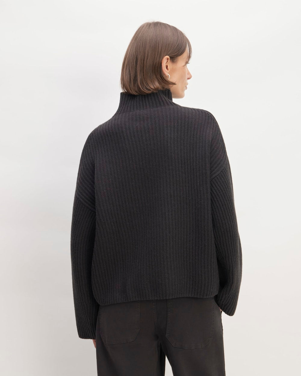 The Felted Merino Funnel-Neck Pullover | Black