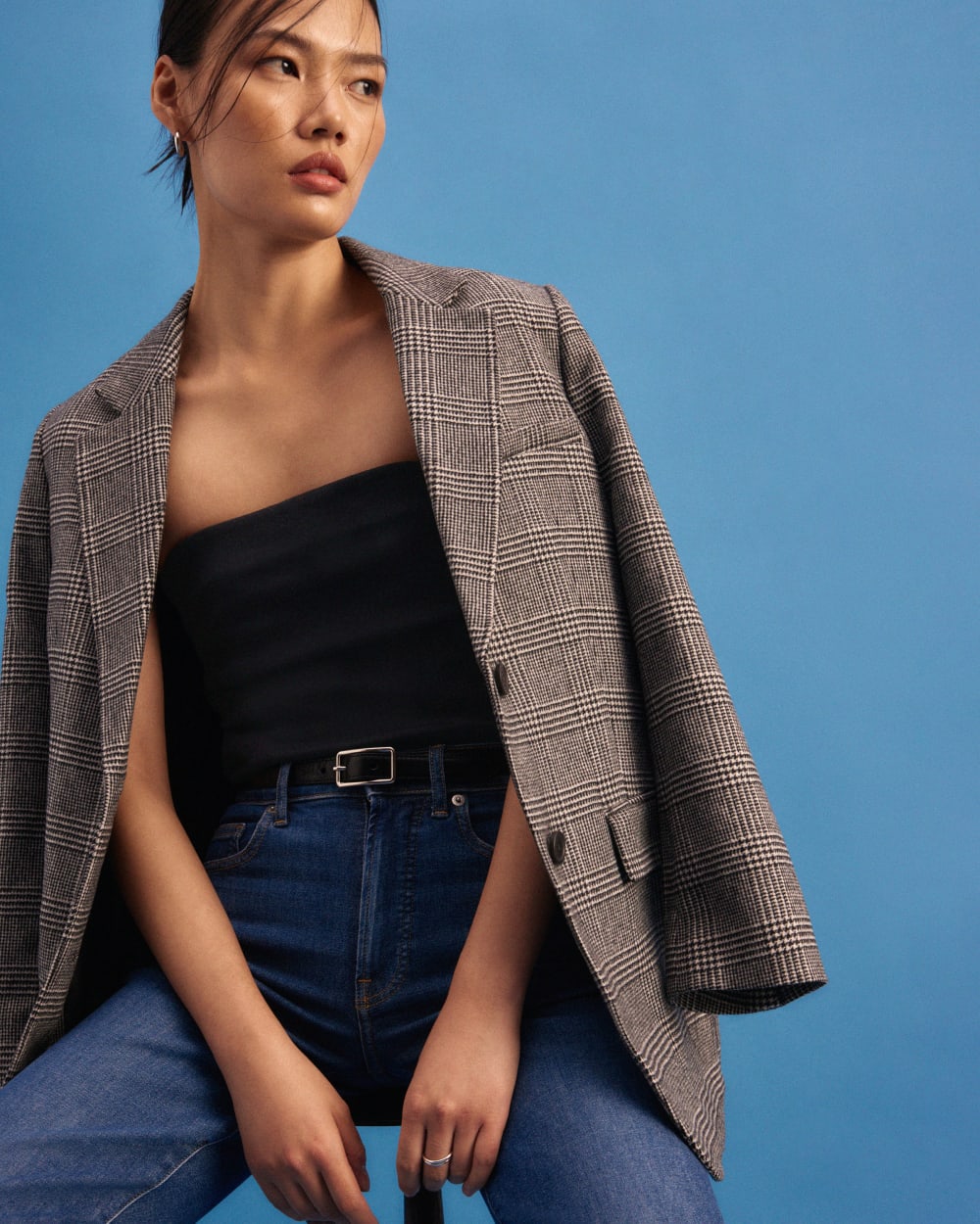 The Oversized Blazer in Wool | Glen Plaid