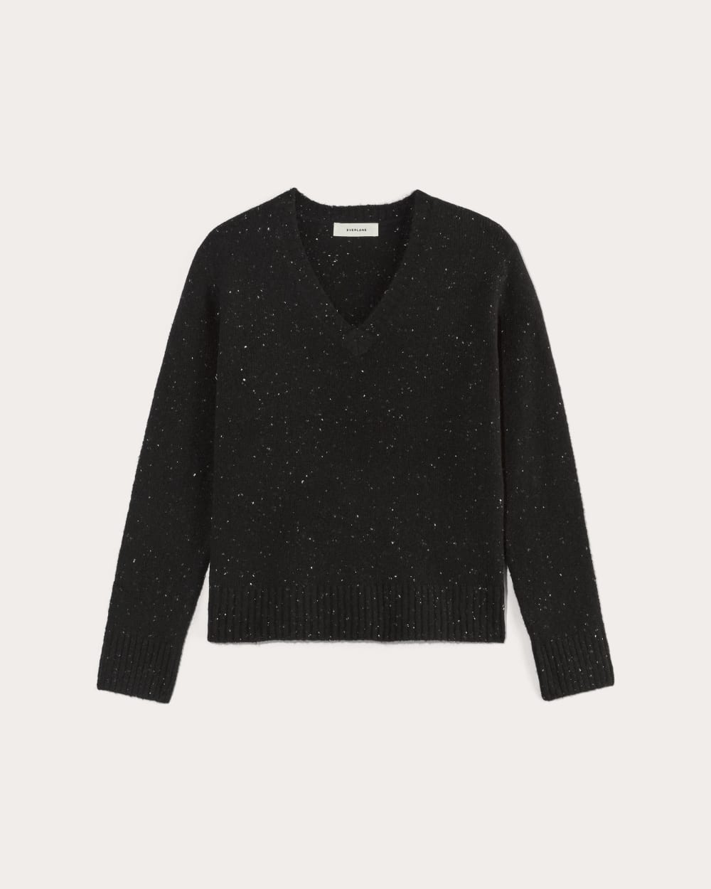 The V-Neck Sweater in Plush Cotton | Black Confetti