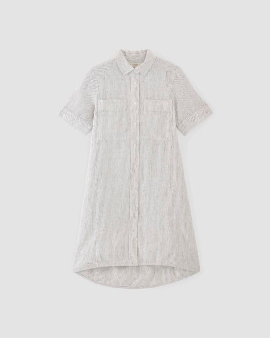The Daytripper Dress in Linen | White / Black