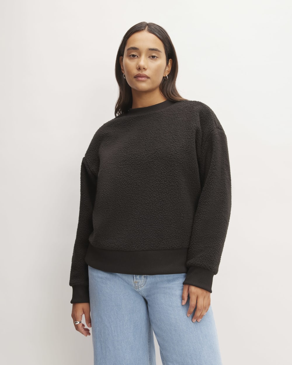 The ReNew Fleece Oversized Crew | Black