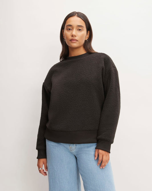The ReNew Fleece Oversized Crew | Black