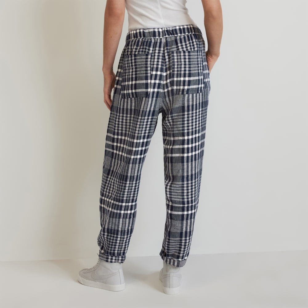 The Linen Pull-On Barrel Pant | Canvas Tan / Navy
