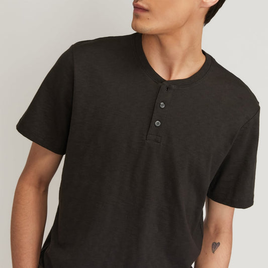 The Cotton Slub Henley | Black