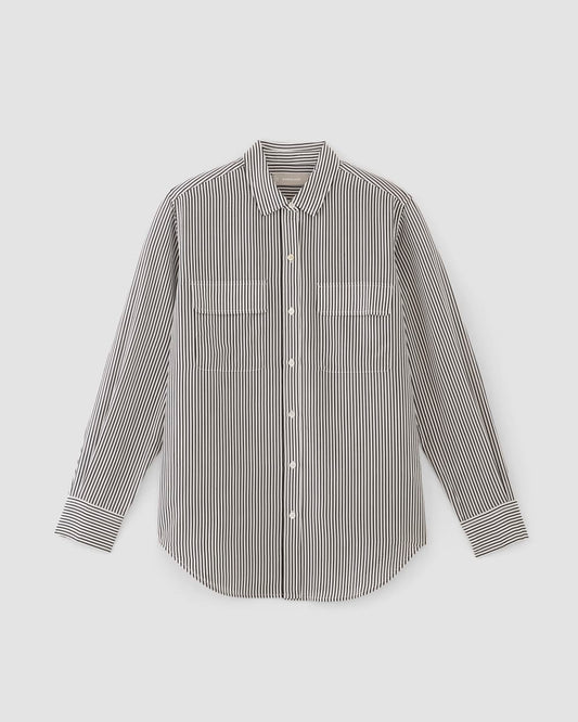 The Utility Shirt in Washable Silk | Black / White