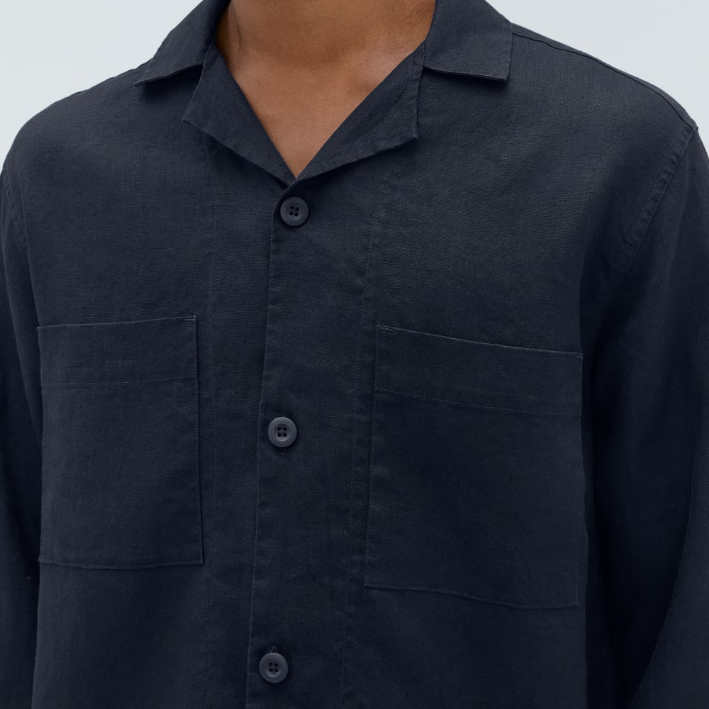 The Long Sleeve Linen Camp Shirt | Deep Navy