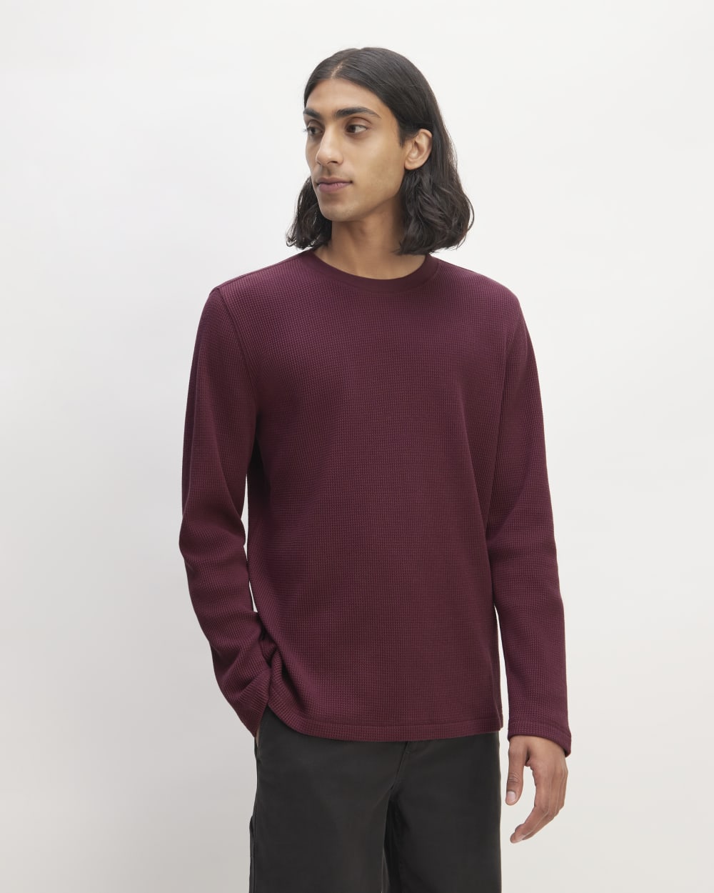 The Waffle Long-Sleeve Crew | Burgundy