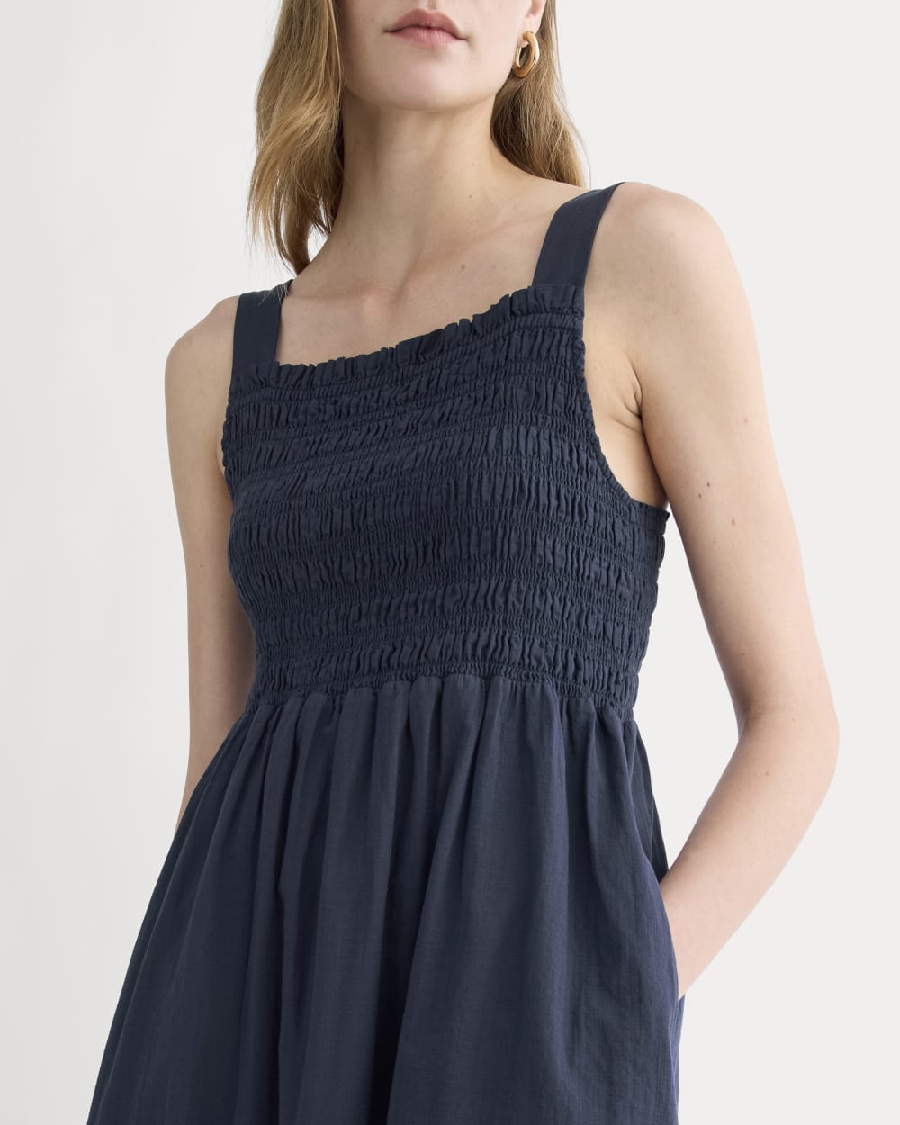 The Gauze Smock Dress | Navy