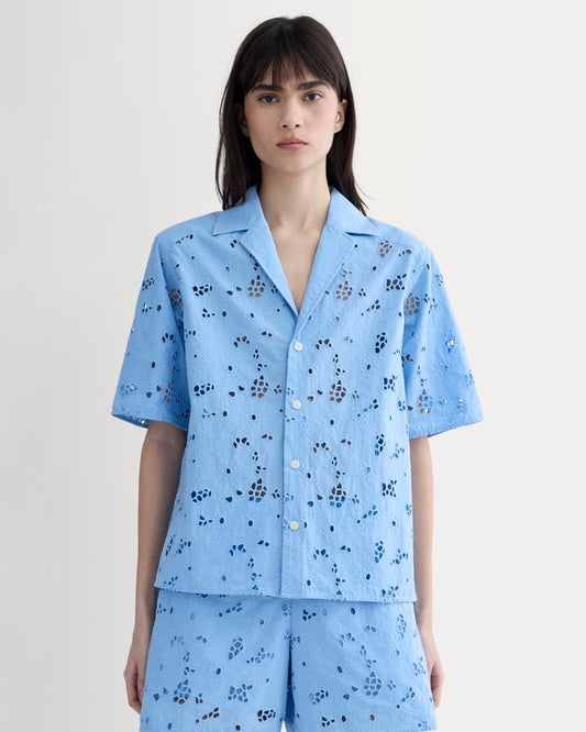 The Eyelet Camp Shirt | Sky Blue