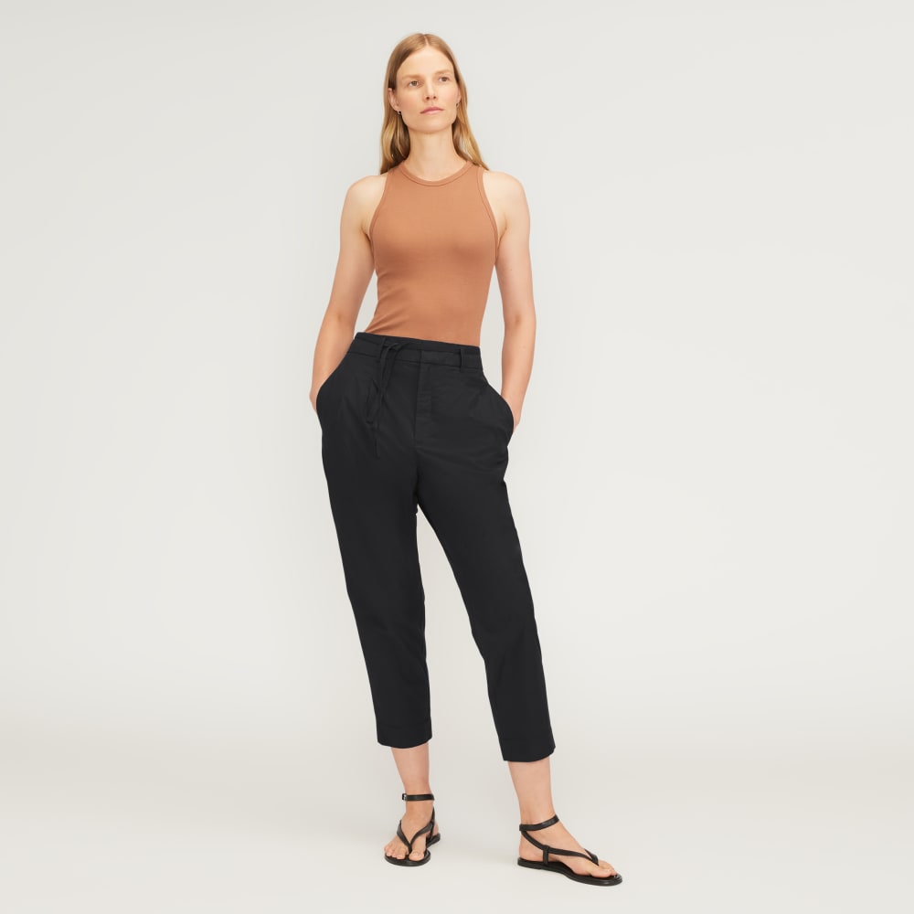 The Poplin Pleated Taper Pant | Black