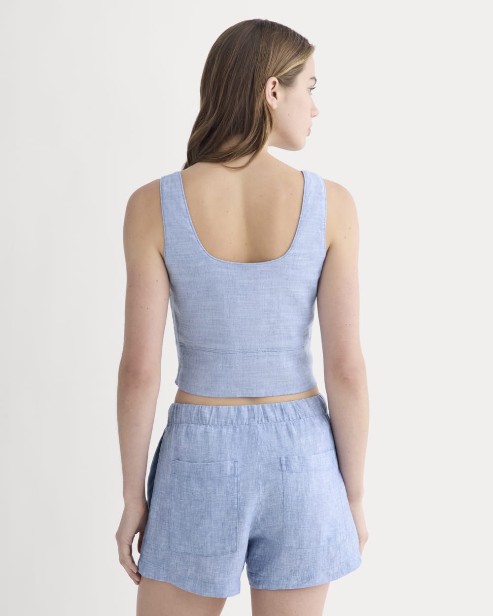 The Square Tank in Stretch Linen | Chambray