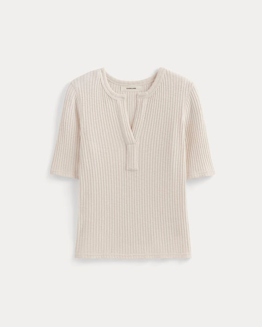 The Rib-Knit Short-Sleeve Henley | Bone