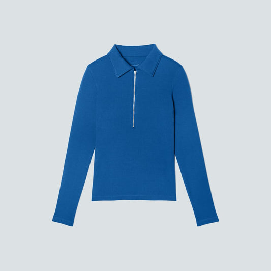 The Super-Soft Zip Polo | Lapis Blue
